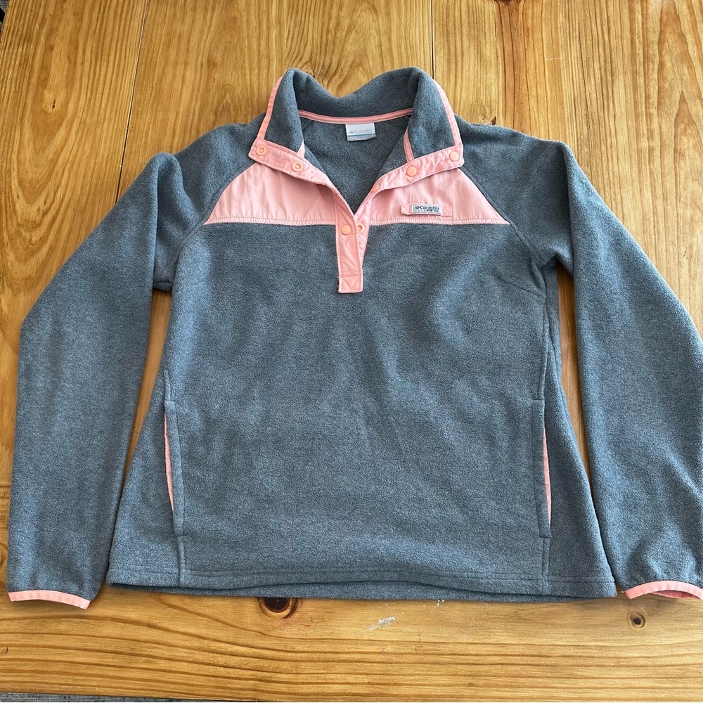 Women's Columbia Gray and Pink Fleece Pullover
